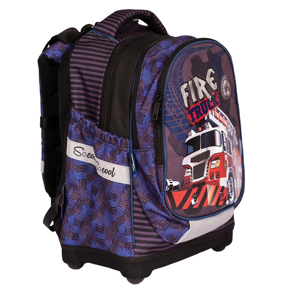 Ghiozdan anatomic, imprimeu Fire Truck, clasa 1-4, inchidere compartimente cu fermoar - imagine 4